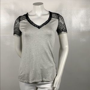 P.S Kate Black & White Lace Arm Top Size: S